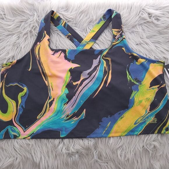 Nike Dri Fit Aurora Women's Cropped Marbled Tank Top Size 3XL DQ0579 010 - Picture 4 of 10